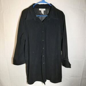 Versailles New York Women’s XL Black Button Down Blouse Stretch Work Shirt Top